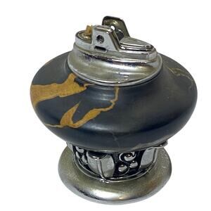 Vintage Ronson Table Lighter Nordic Italian Black Marble Not Working